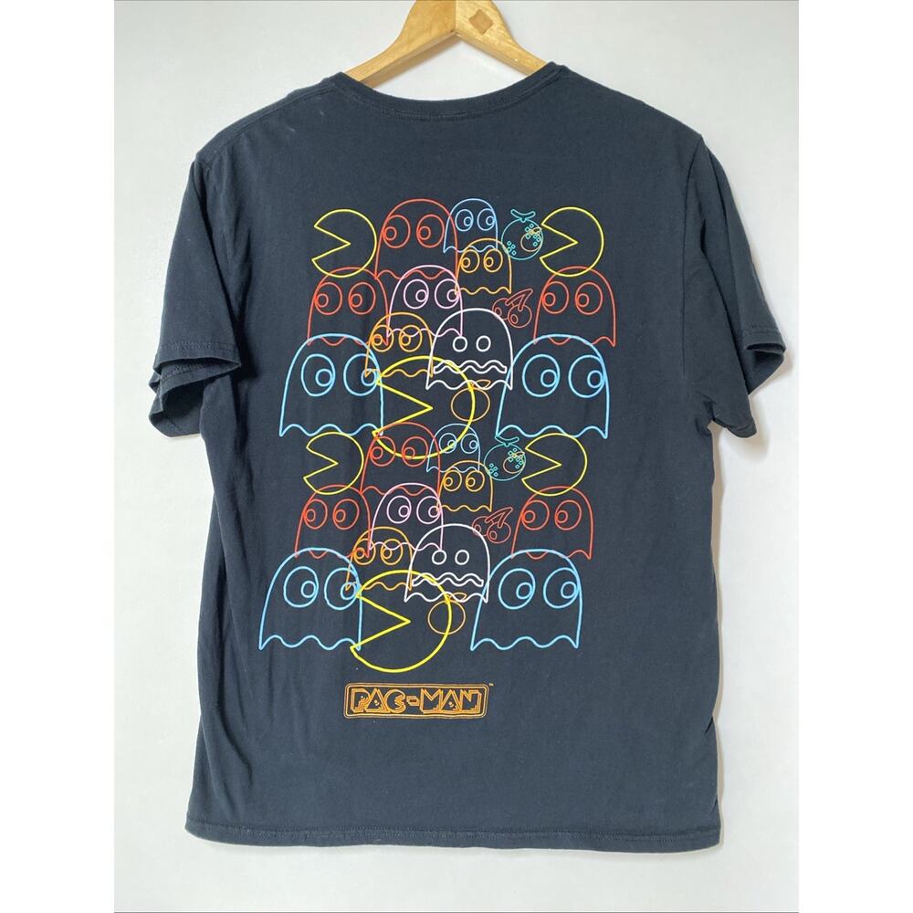Pac-Man Neon Graphic Print By C-Life Group Black T-shirt Men’s Large 42”